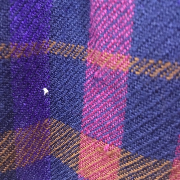 100% Worsted Wool pleated purple pink blue green plaid skirt countryside sz 14 - Picture 7 of 8